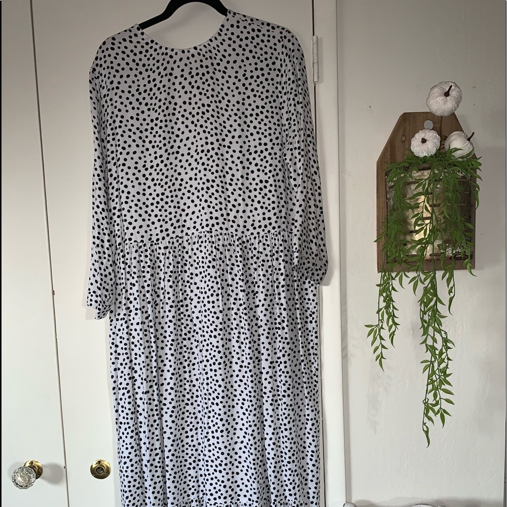 Black and white polk-a-dot maxi dress